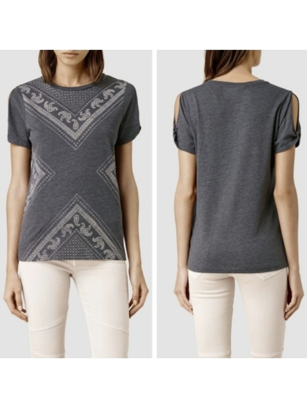All Saints Bandana Mazzy Print Split Sleeve Tee